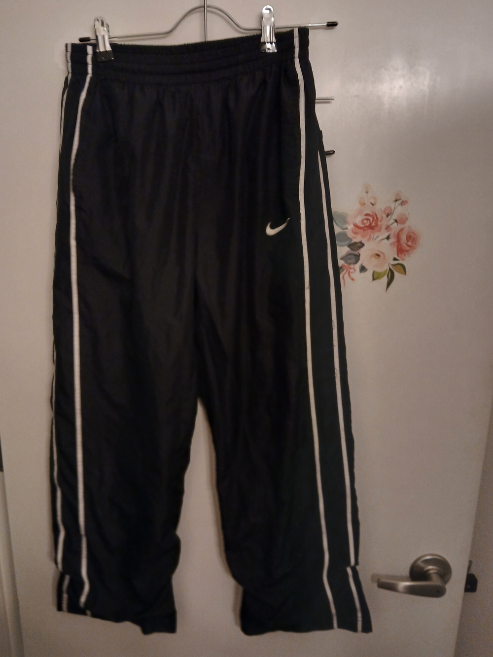 Nike Kids Black Track Pants with White Stripe